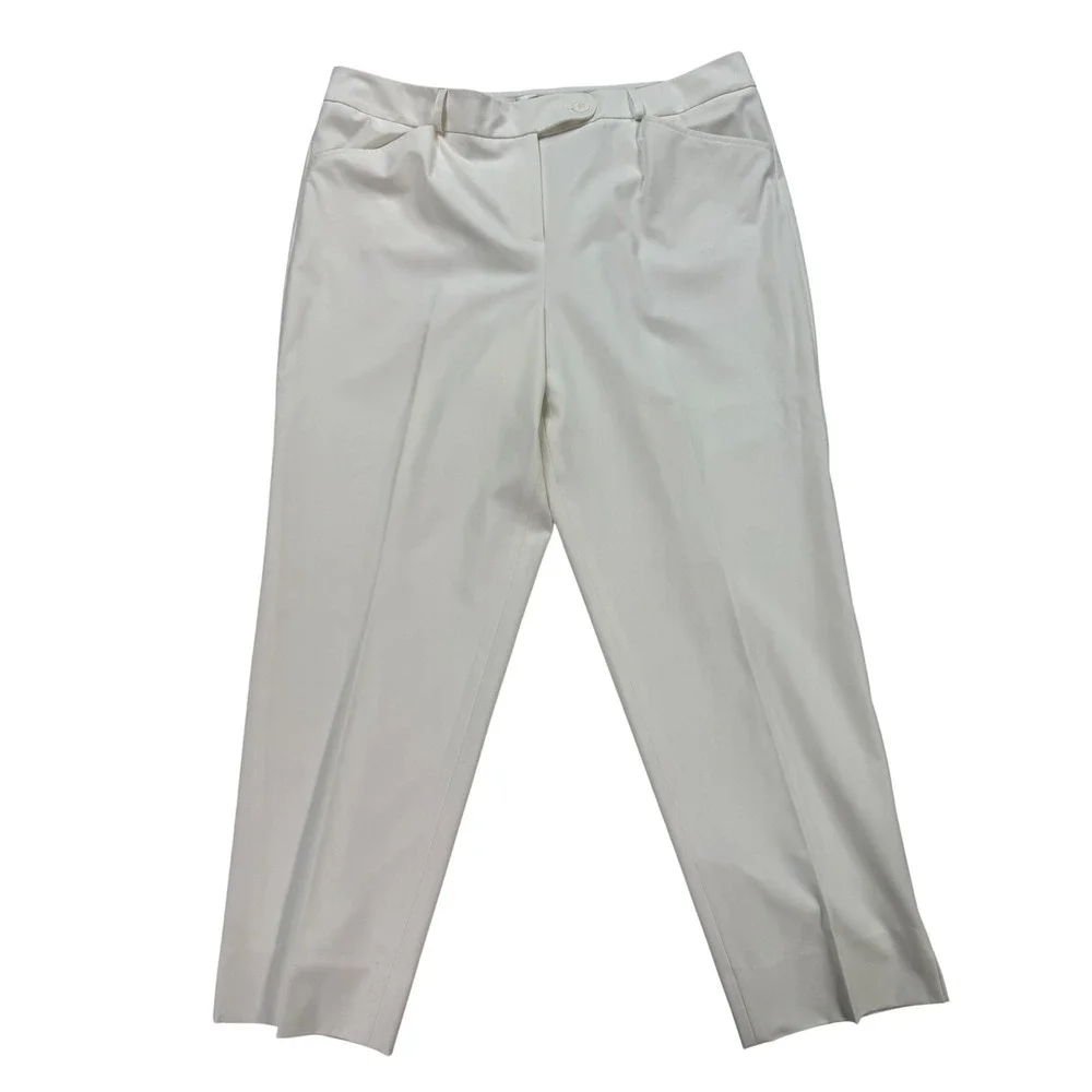 Talbots Dress Pants Womens 18 White Excellent Stretch Straight Leg Lined
